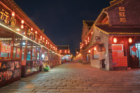 中国泰州古镇街道和夜景