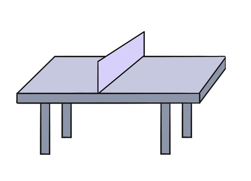 紫色卡通一个乒乓球桌插画
