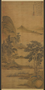 盛懋松溪泛月圖