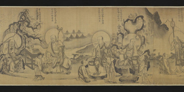 王振鵬白描佛祖道影傳贊圖卷
