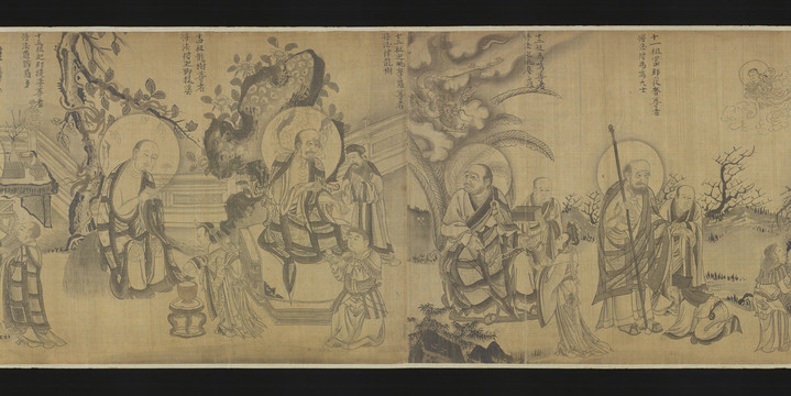 王振鵬白描佛祖道影傳贊圖卷