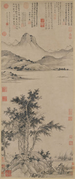 盛懋秋江待渡圖