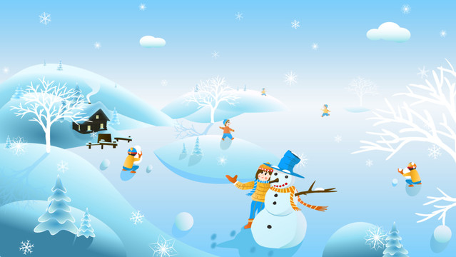 二十四節(jié)氣冬天下雪大雪插畫