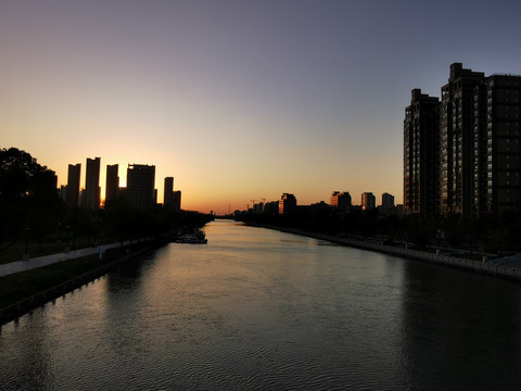 上海浦南运河黄昏美景