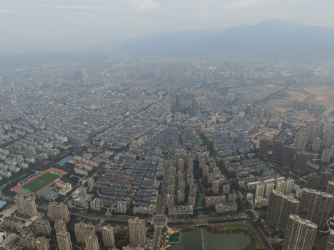 航拍浙江丽城市风光