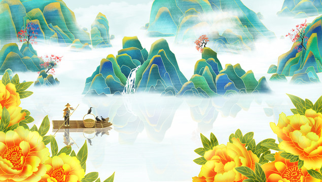 國潮風(fēng)山水