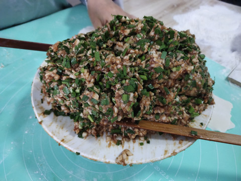 饺子馅特写