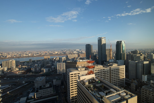 日本大阪清晨城市景观