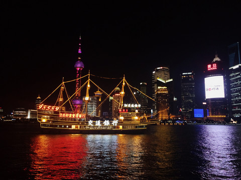 上海黄浦江沿岸城市灯光