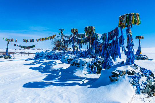 冬季雪原敖包文化