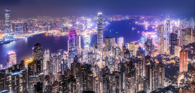 香港夜景全景图