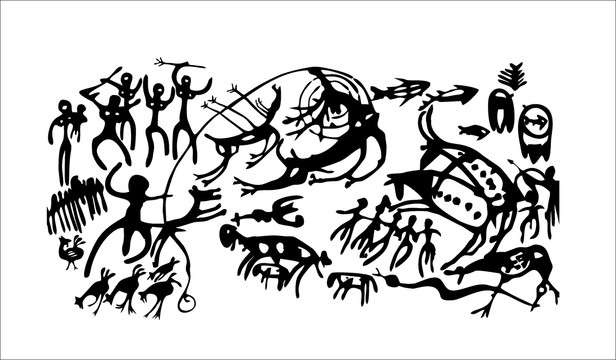 矢量遠(yuǎn)古狩獵圖