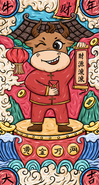 牛年國潮插畫