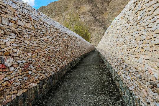 藏语文化墙石墙背景