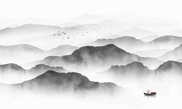 黑白山水