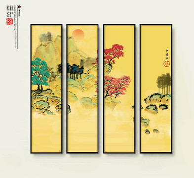 水墨屏風(fēng)畫