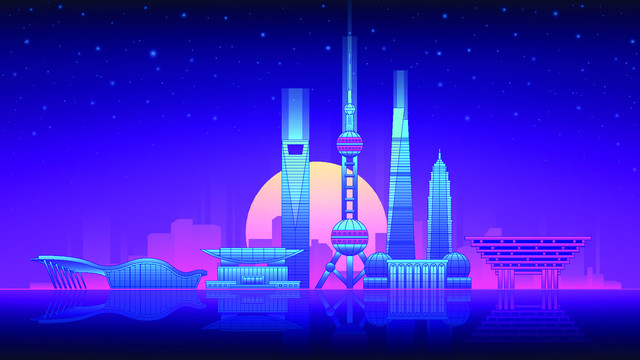 上海市地標(biāo)建筑手繪插畫