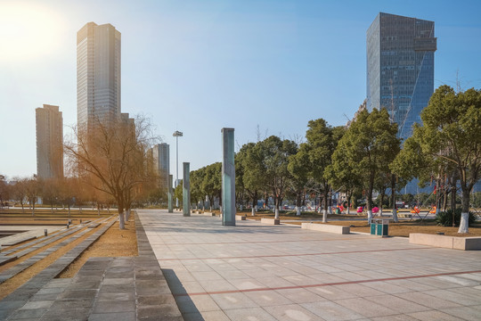 中国宜兴现代城市建筑和市民广场