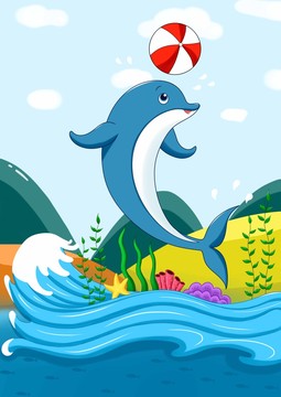 插画海豚