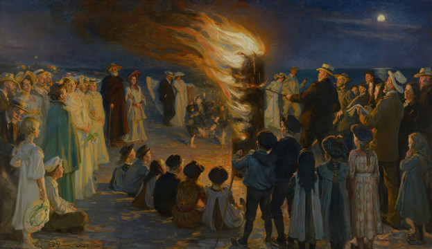 佩德·瑟夫林·柯罗耶斯卡恩海滩上圣约翰的篝火晚会