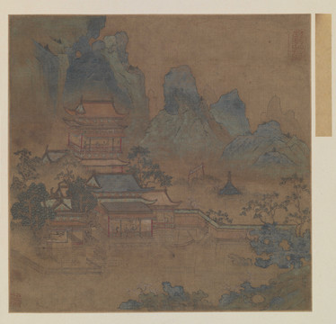李寅山水樓閣圖