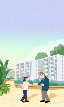 室外接觸性兒童插畫(huà)