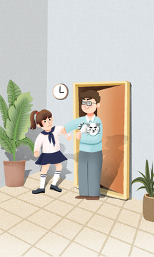 室內(nèi)接觸兒童插畫