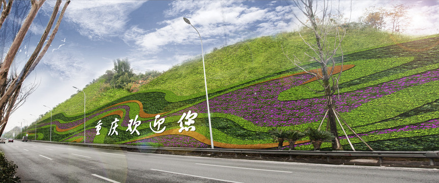 邊坡垂直綠化景觀設(shè)計(jì)效果圖ps