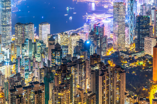 香港现代城市夜景