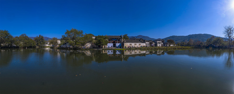 航拍安徽宏村风光全景