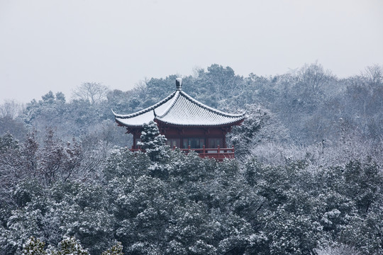 杭州吴山天风雪景