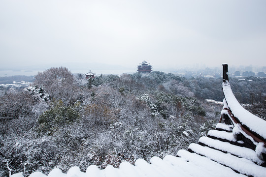 杭州吴山天风雪景