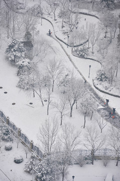 俯拍雪后风光