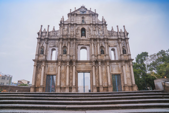 澳门大三巴牌坊和旅游风光