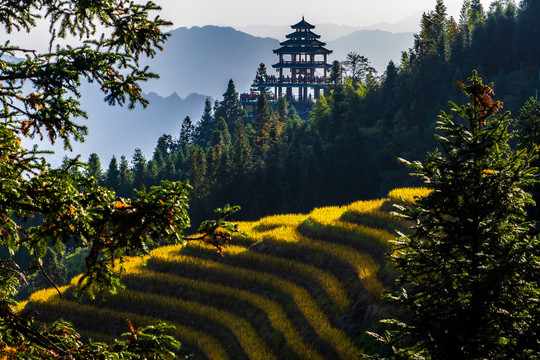 广西桂林龙胜龙脊平安寨壮乡风景