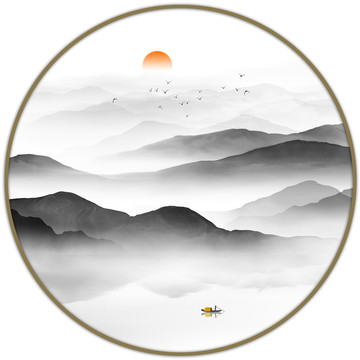 圓形水墨畫