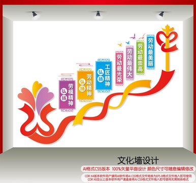 勞模精神樓梯文化墻