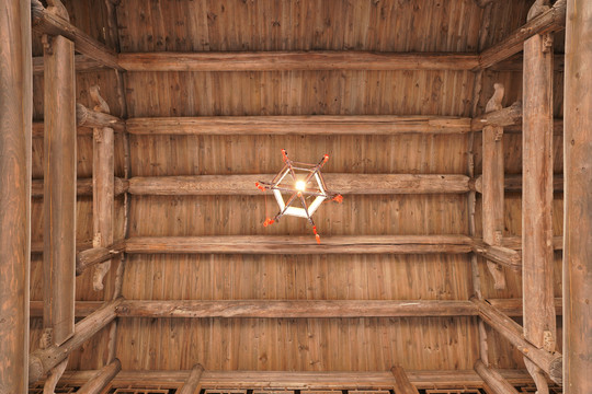 中国传统古建筑屋顶木质房梁