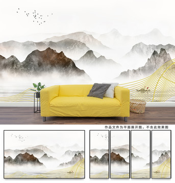 新中式山水背景墙