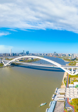 上海黄浦江卢浦大桥城市风光