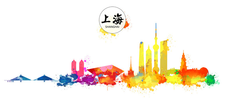 上海水彩手绘城市建筑