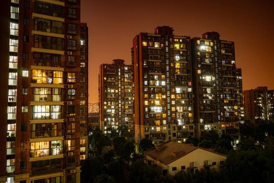 小区夜景