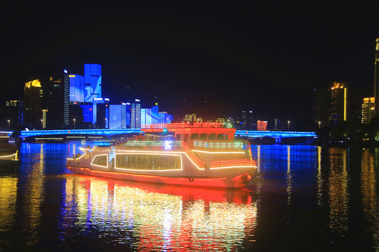 福建福州闽江夜游夜景