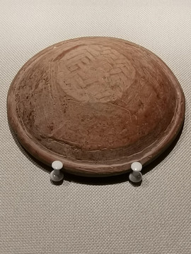 仰韶文化西安半坡遗址席纹红陶碗