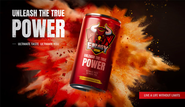 红色斗牛能量饮料爆炸广告