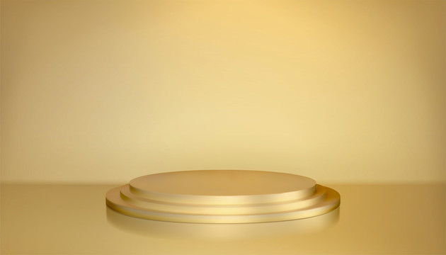 金色圓形臺階展示臺三維圖