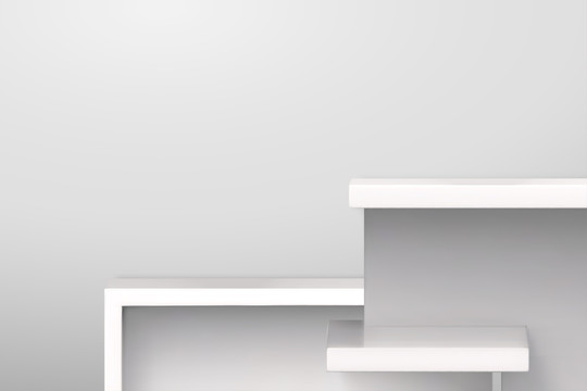白色台阶展示台横幅三维图