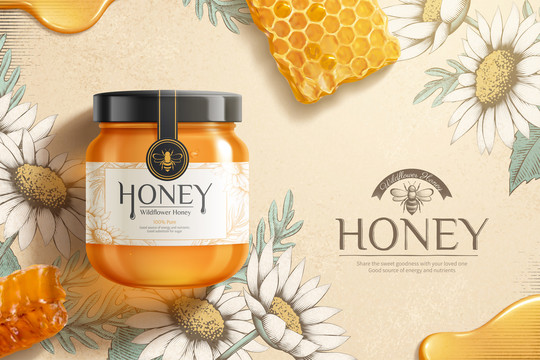 天然野花蜂蜜横幅广告