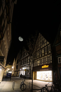 德国哈默尔恩商业步行街夜景