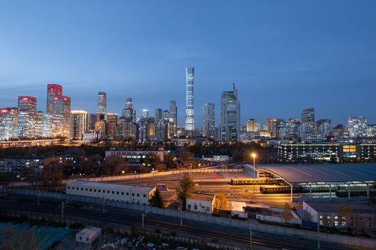 北京城市夜景国贸中国尊建筑